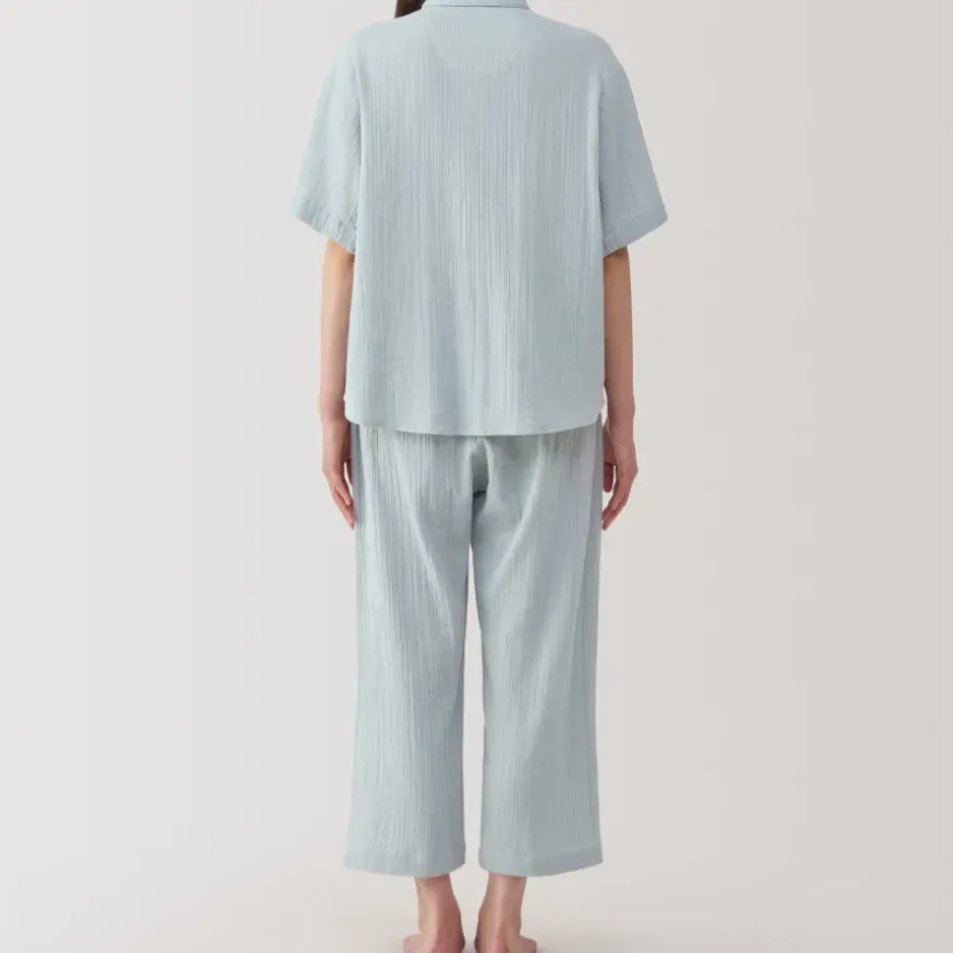 Women's Side Seamless Crepe Gauze Short Sleeve Pajamas