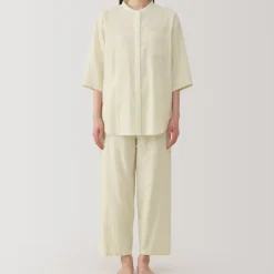 Women's Side Seamless Lightweight Gauze 3/4 Sleeve Pajamas