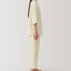 Women's Side Seamless Lightweight Gauze 3/4 Sleeve Pajamas