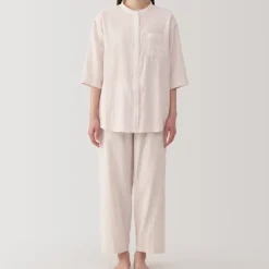 Women's Side Seamless Lightweight Gauze 3/4 Sleeve Pajamas