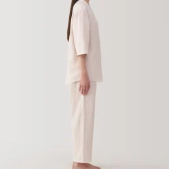 Women's Side Seamless Lightweight Gauze 3/4 Sleeve Pajamas