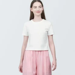 Women's Slub Yarn Crop Short-Sleeve T-Shirt