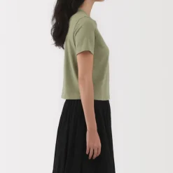 Women's Slub Yarn Crop Short-Sleeve T-Shirt