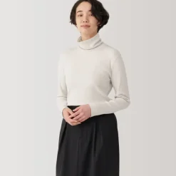 Women's Soy Fiber Blend Ribbed Turtleneck Long Sleeve T-Shirt