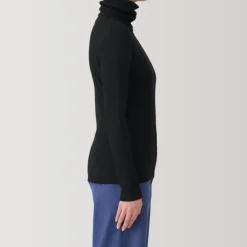 Women's Soy Fiber Blend Ribbed Turtleneck Long Sleeve T-Shirt