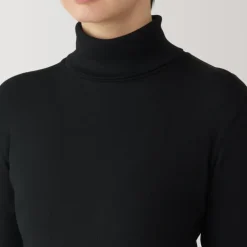 Women's Soy Fiber Blend Ribbed Turtleneck Long Sleeve T-Shirt
