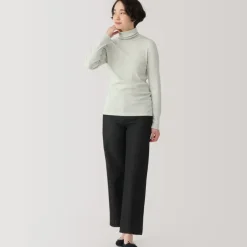 Women's Soy Fiber Blend Ribbed Turtleneck Long Sleeve T-Shirt