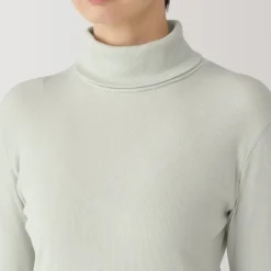 Women's Soy Fiber Blend Ribbed Turtleneck Long Sleeve T-Shirt
