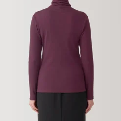 Women's Soy Fiber Blend Ribbed Turtleneck Long Sleeve T-Shirt