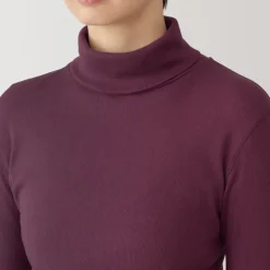 Women's Soy Fiber Blend Ribbed Turtleneck Long Sleeve T-Shirt
