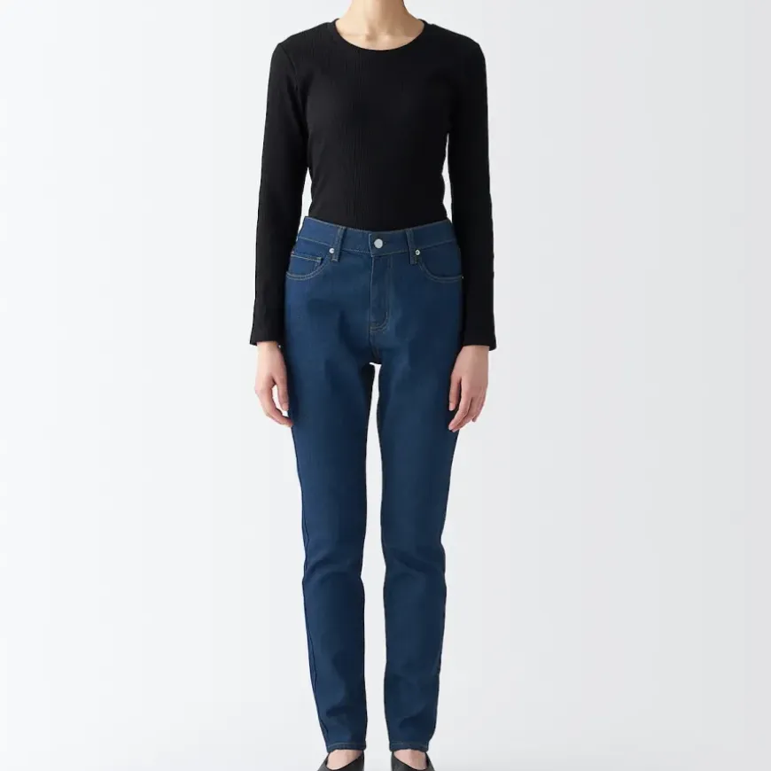 Women's Stretch Denim Slim Pants Blue (L 30inch / 75cm)