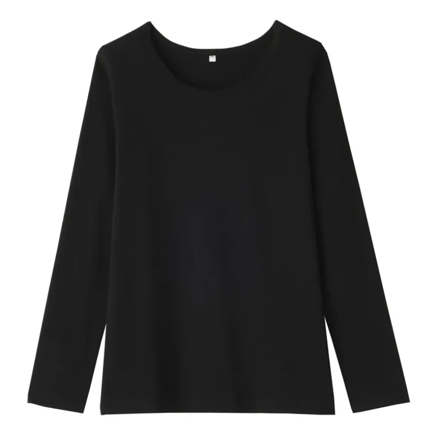Women's Stretch Ribbed Crew Neck Long Sleeve T-Shirt