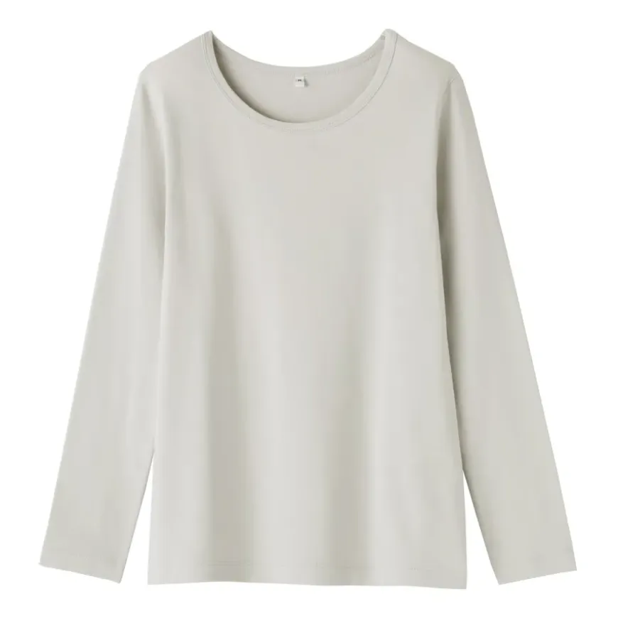 Women's Stretch Ribbed Crew Neck Long Sleeve T-Shirt