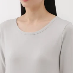 Women's Stretch Ribbed Crew Neck Long Sleeve T-Shirt