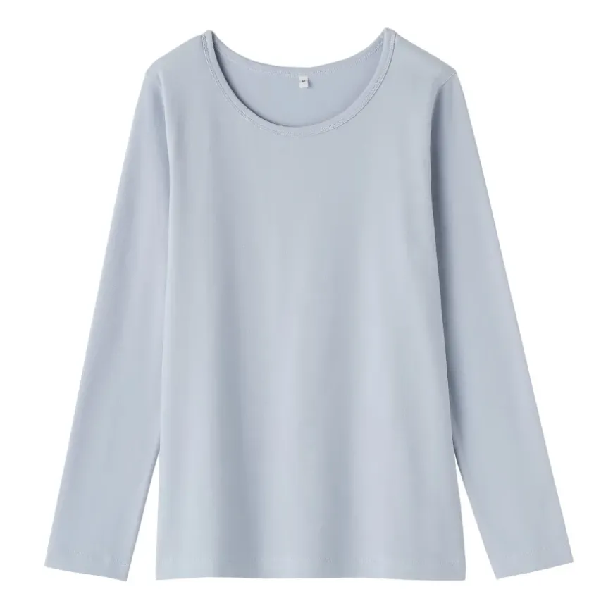 Women's Stretch Ribbed Crew Neck Long Sleeve T-Shirt