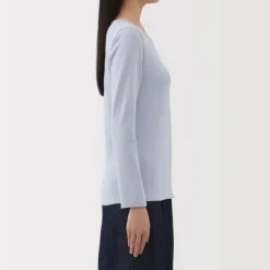 Women's Stretch Ribbed Crew Neck Long Sleeve T-Shirt