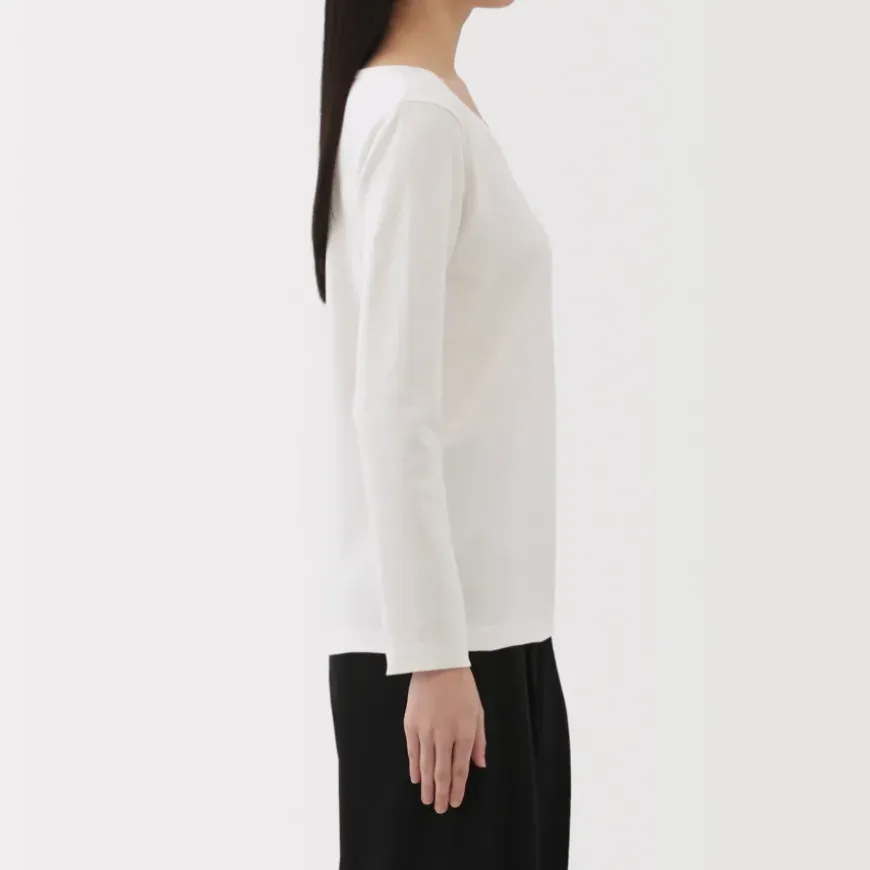 Women's Stretch Ribbed Crew Neck Long Sleeve T-Shirt
