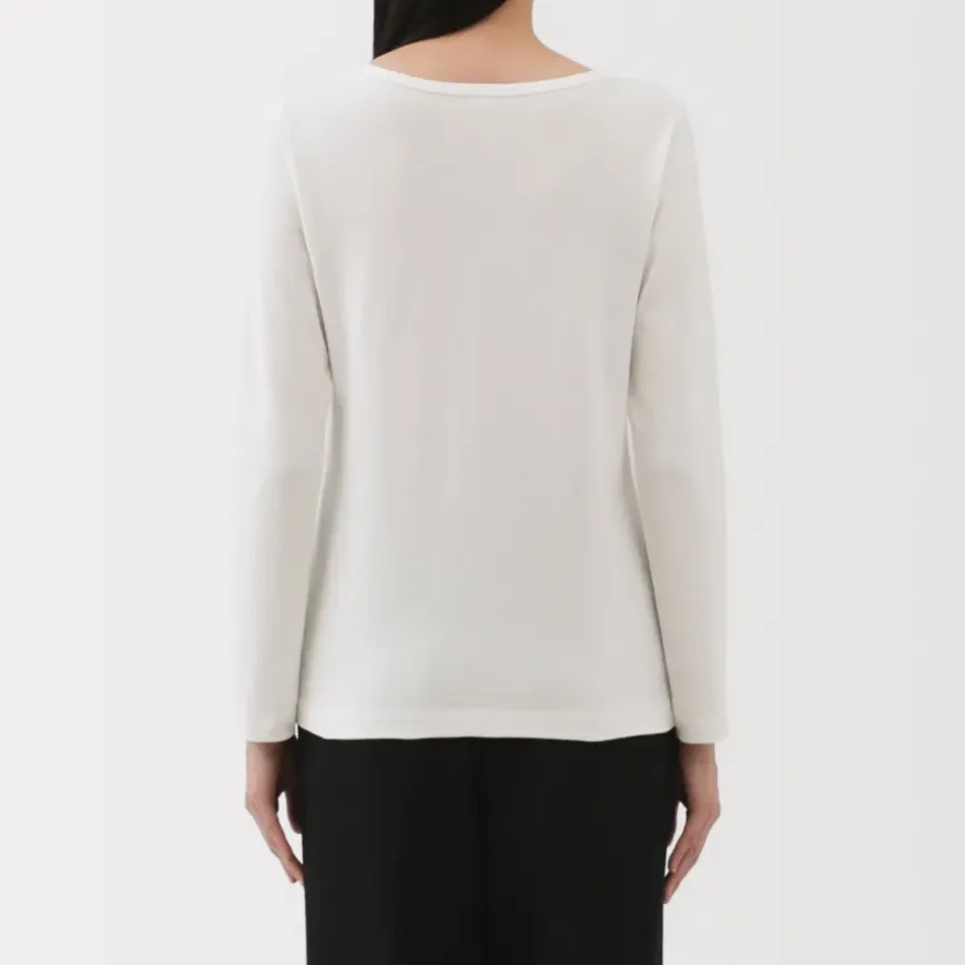 Women's Stretch Ribbed Crew Neck Long Sleeve T-Shirt