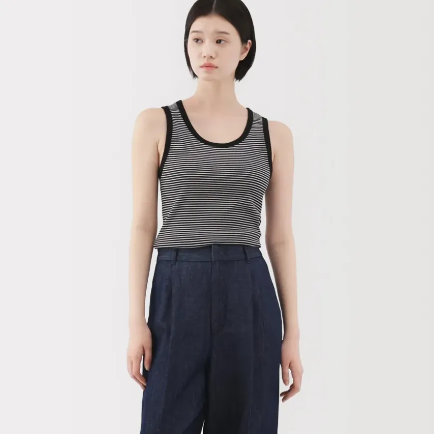 Women's Stretch Ribbed Striped Tank Top