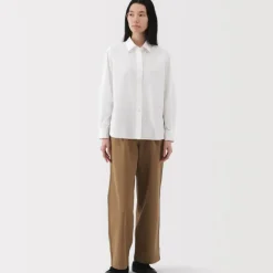 Women's Washed Broadcloth Regular Collar Long Sleeve Shirt