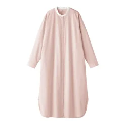 Women's Washed Broadcloth Stand Collar Long Sleeve Striped Dress