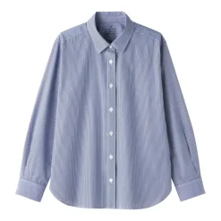 Women's Washed Broadcloth Regular Collar Long Sleeve Striped Shirt