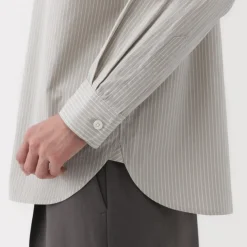Women's Washed Broadcloth Regular Collar Long Sleeve Striped Shirt