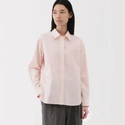Women's Washed Broadcloth Regular Collar Long Sleeve Striped Shirt