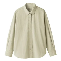Women's Washed Broadcloth Regular Collar Long Sleeve Striped Shirt