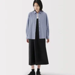Women's Washed Broadcloth Regular Collar Long Sleeve Striped Shirt