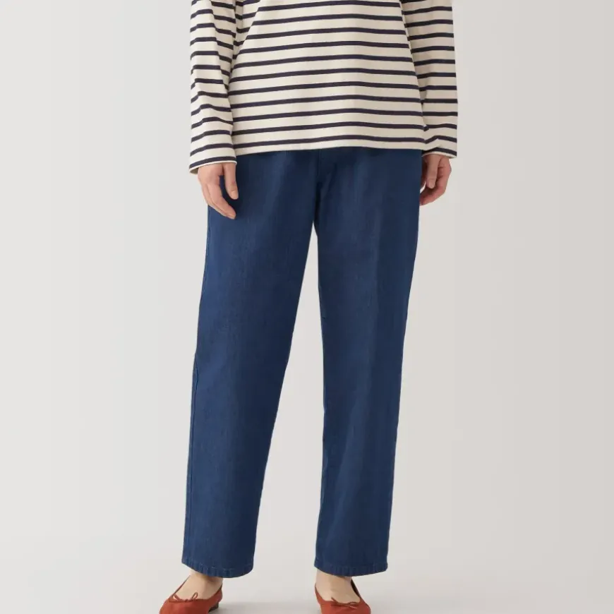 Women's Washed Denim Easy Tapered Pants
