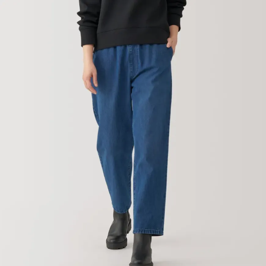 Women's Washed Denim Easy Tapered Pants