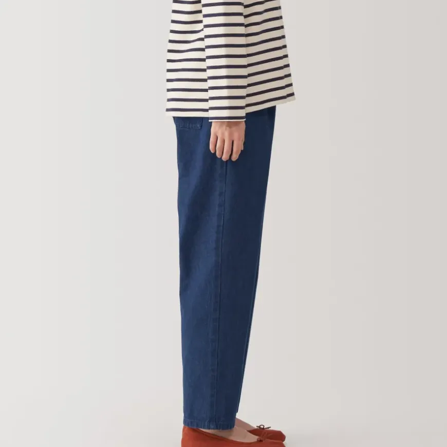 Women's Washed Denim Easy Tapered Pants