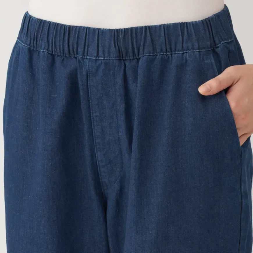 Women's Washed Denim Easy Tapered Pants