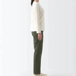Women's 4-Way Stretch Chino Slim Tapered Pants (L 32inch / 80cm)