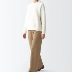 Women's 4-Way Stretch Chino Wide Straight Pants (L 32inch / 80cm)