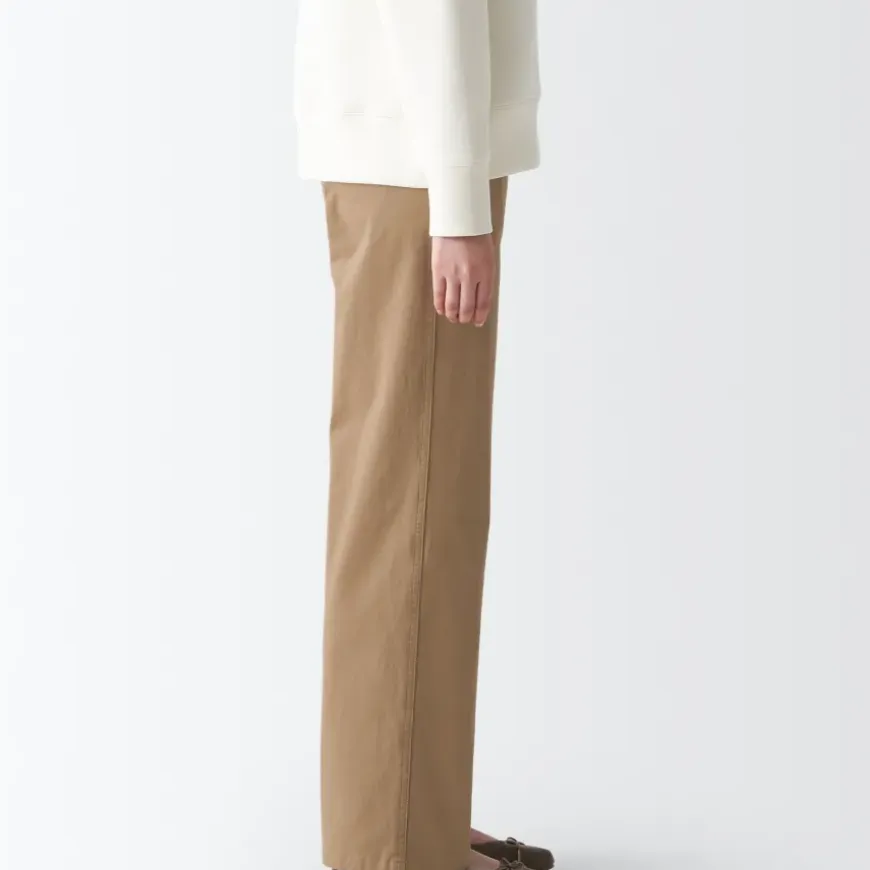 Women's 4-Way Stretch Chino Wide Straight Pants (L 32inch / 80cm)