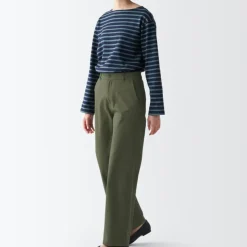 Women's 4-Way Stretch Chino Wide Straight Pants (L 32inch / 80cm)