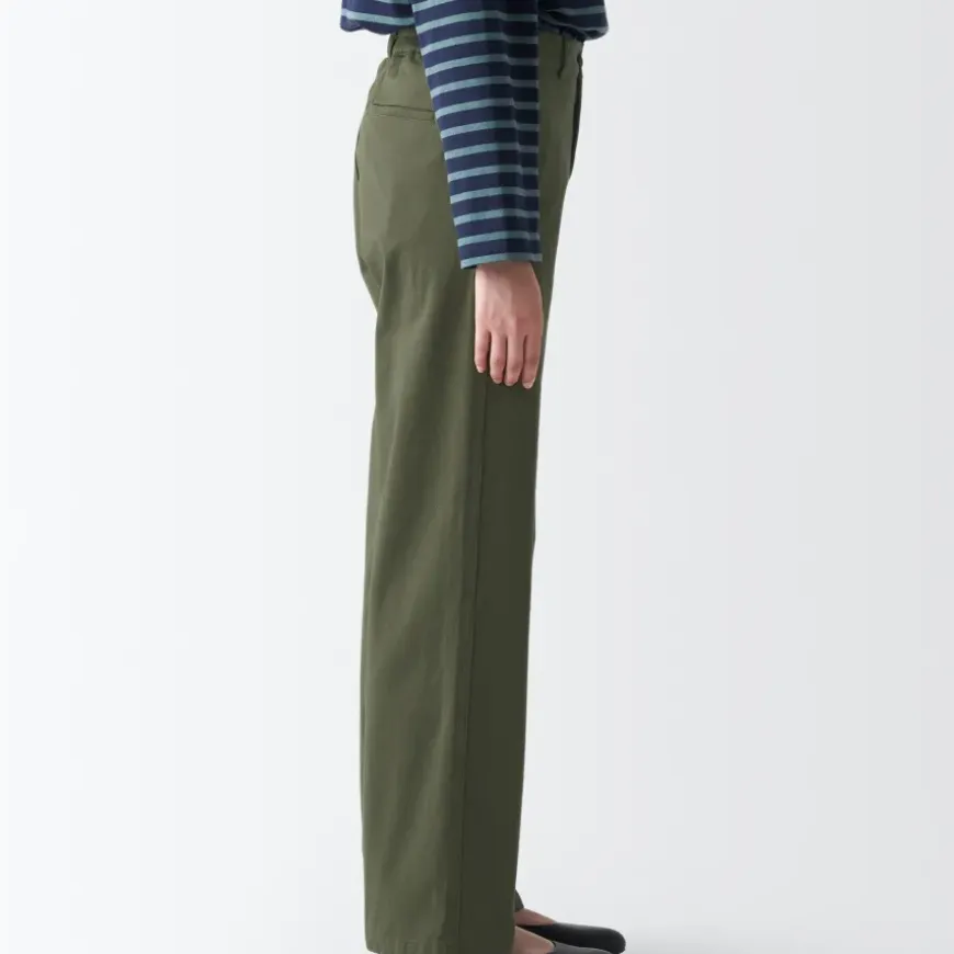Women's 4-Way Stretch Chino Wide Straight Pants (L 32inch / 80cm)