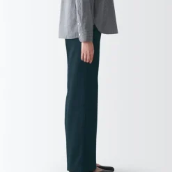 Women's 4-Way Stretch Chino Wide Straight Pants (L 32inch / 80cm)
