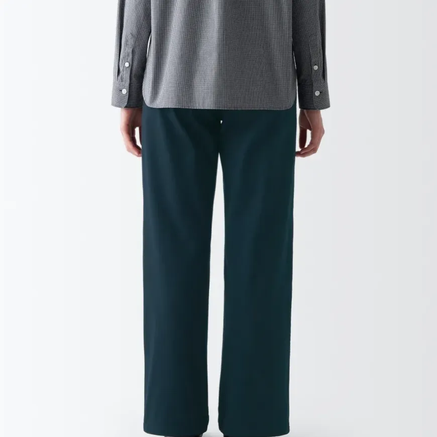 Women's 4-Way Stretch Chino Wide Straight Pants (L 32inch / 80cm)